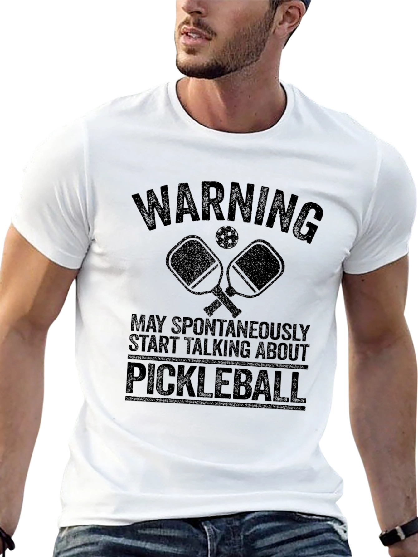 Warning Pickleball Black T-Shirt Funny Gift