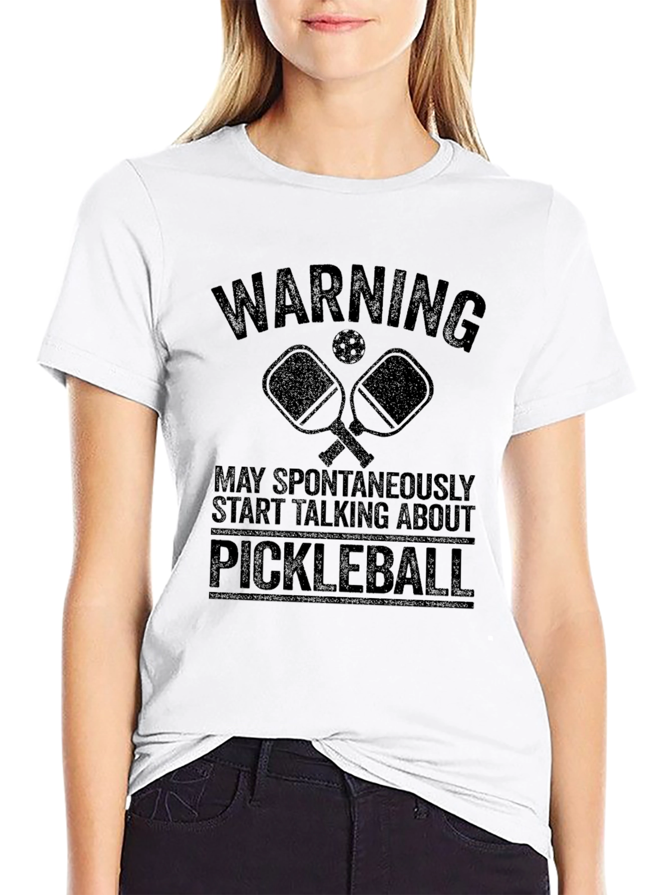 Warning Pickleball Black T-Shirt Funny Gift