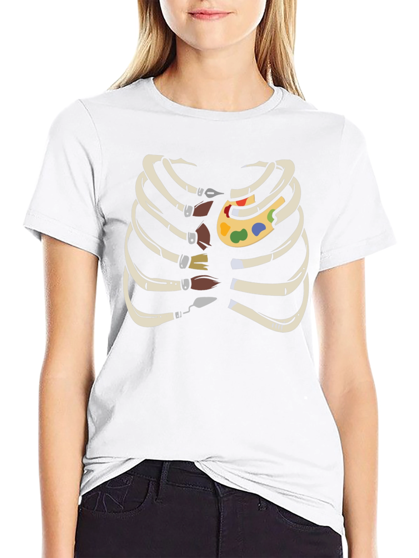 Artist Rib Cage T-Shirt - Funny Skeleton Palette Tee
