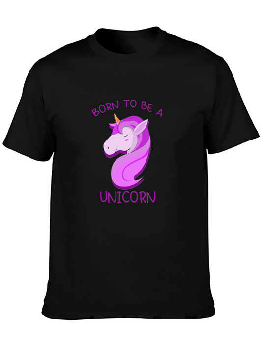 Born To Be A Unicorn T-Shirt - Black Cotton Tee