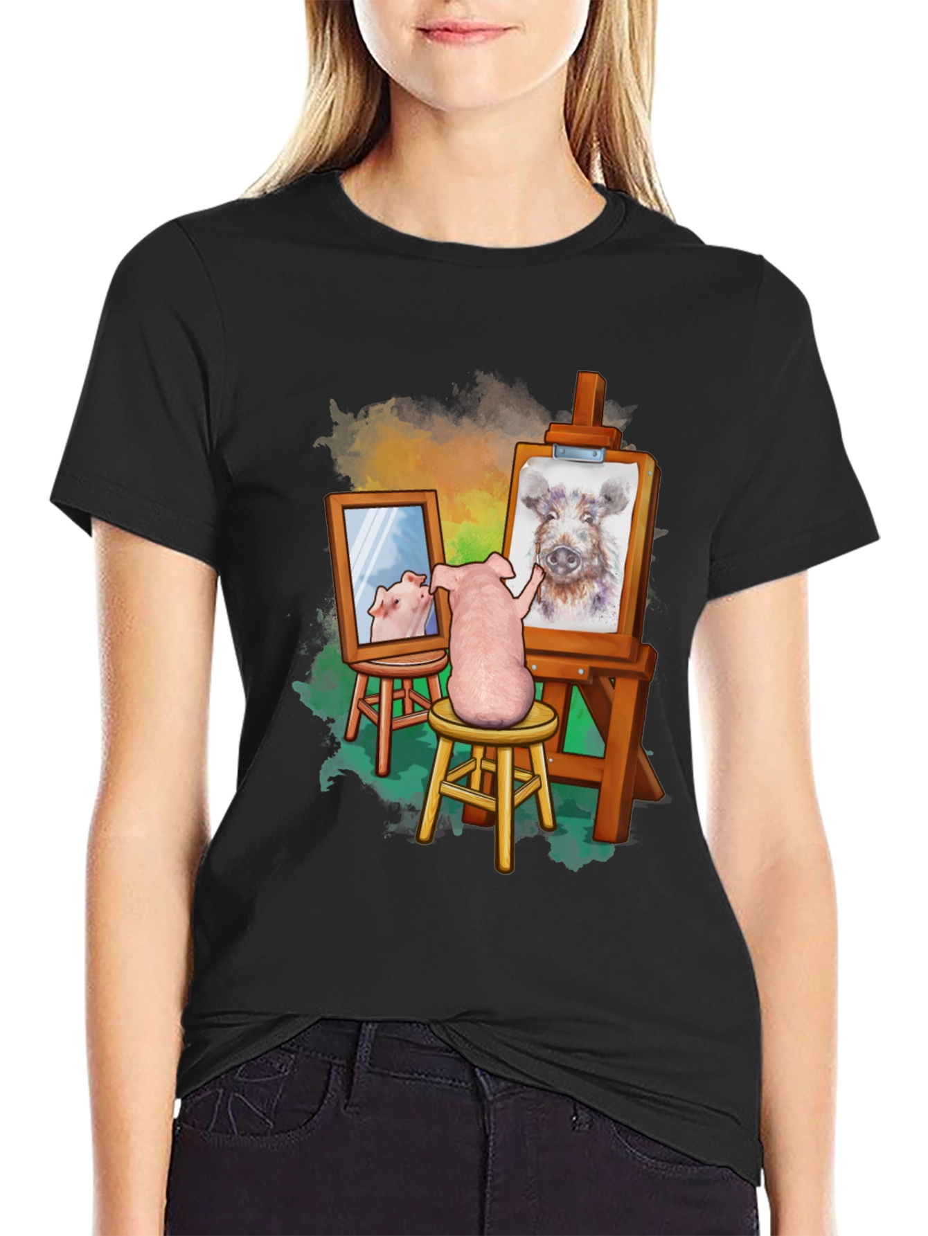 Funny Pig Artist T-Shirt