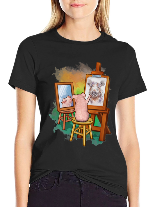 Funny Pig Artist T-Shirt