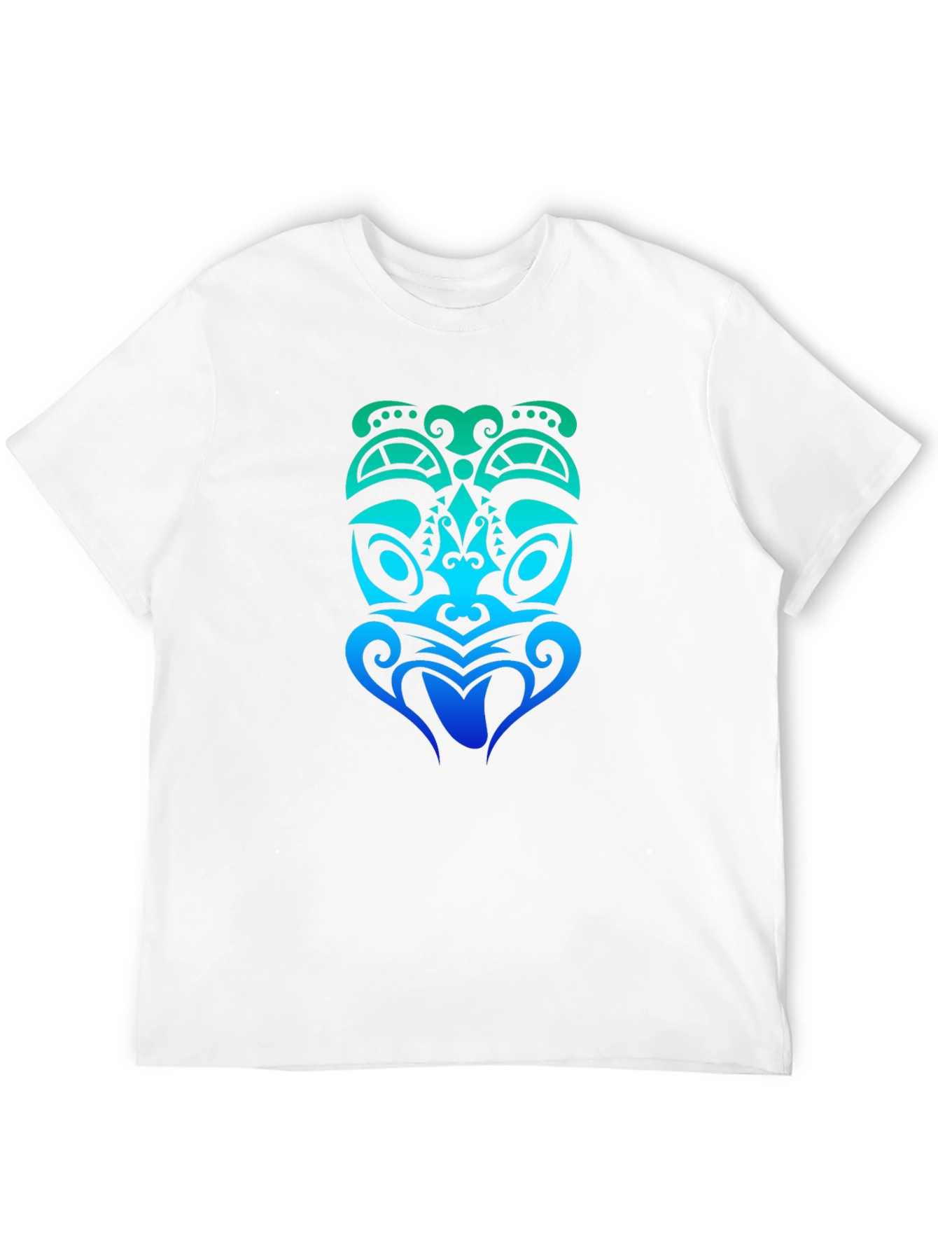 Tribal Tiki Mask Graphic Tee - Black Cotton