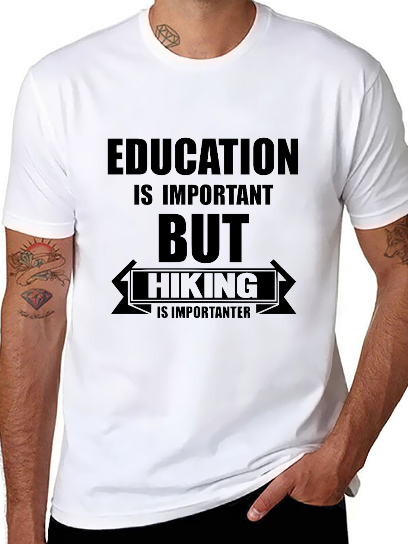 Hiking is Importanter Black Graphic T-Shirt