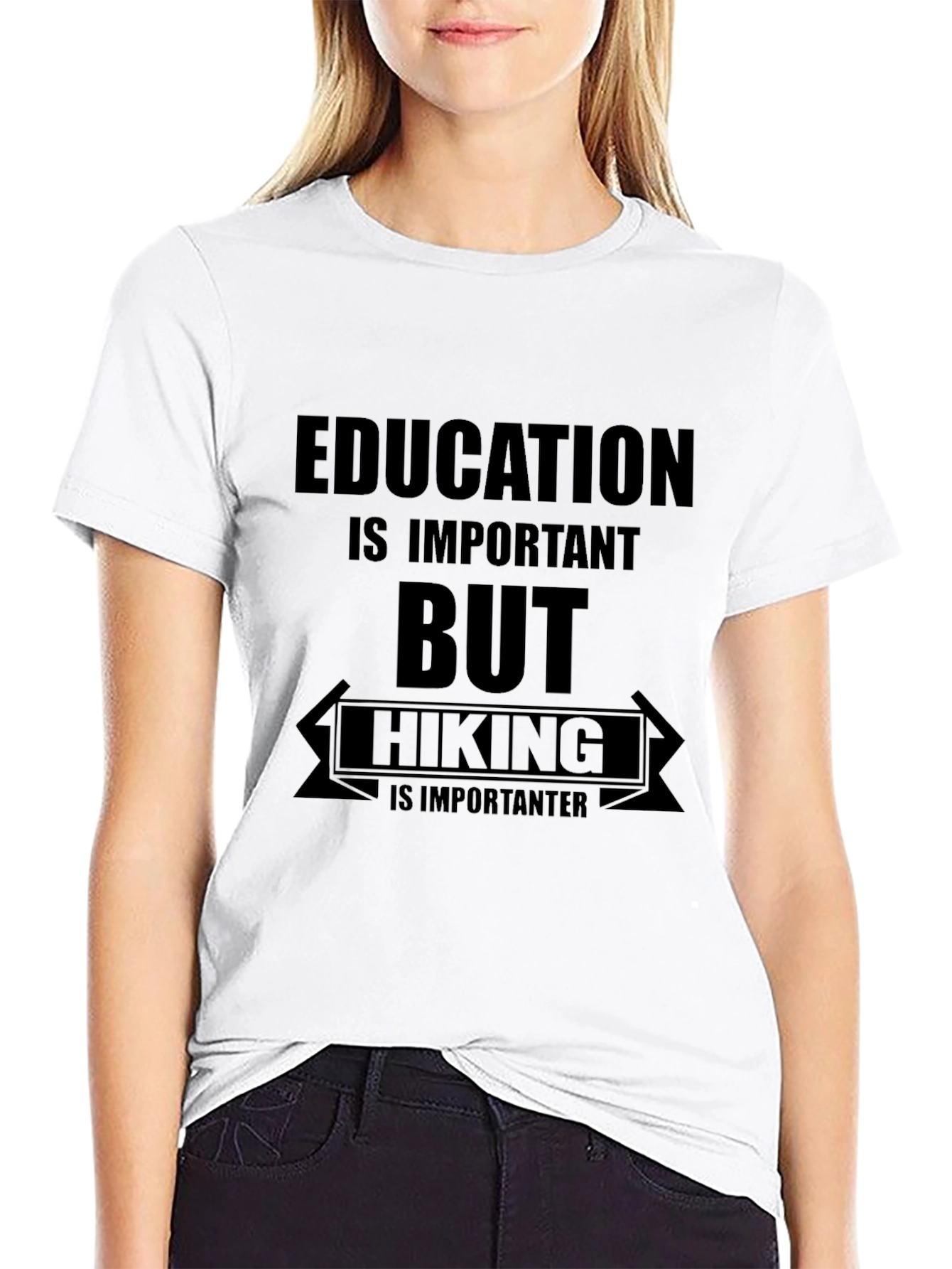Hiking is Importanter Black Graphic T-Shirt