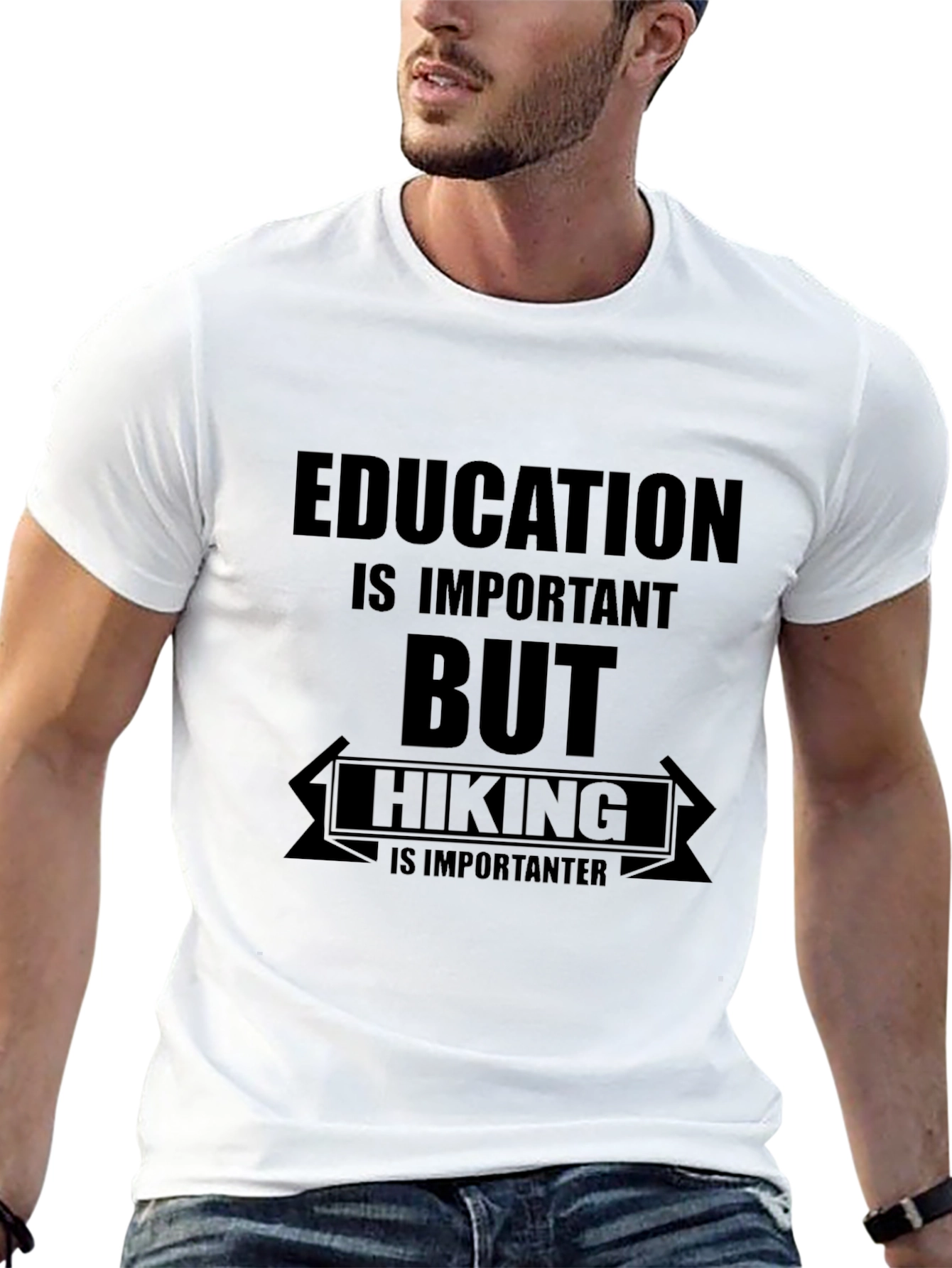 Hiking is Importanter Black Graphic T-Shirt