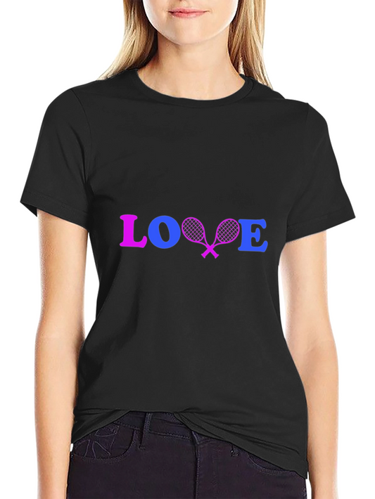 Love Tennis Black Graphic Tee