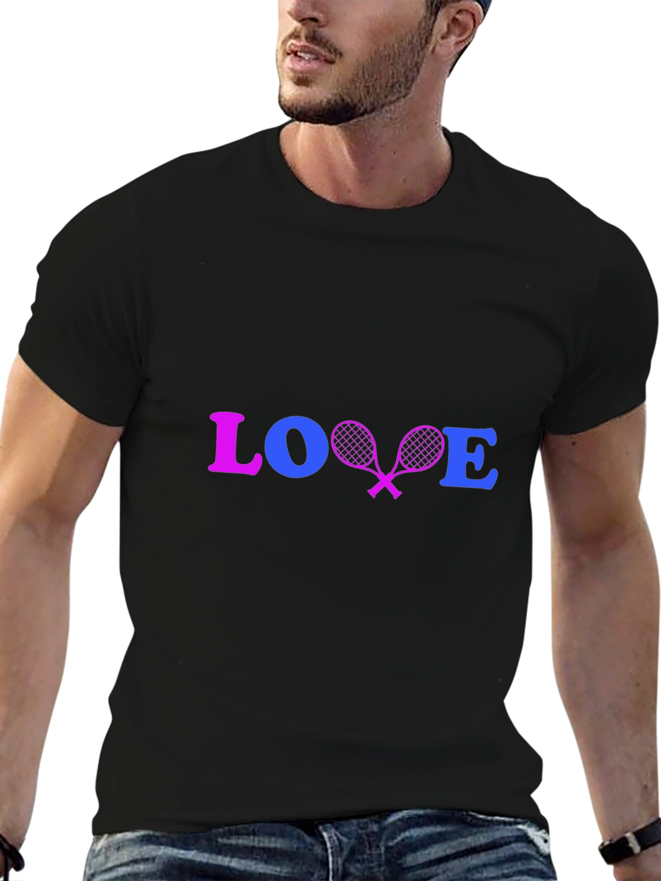 Love Tennis Black Graphic Tee