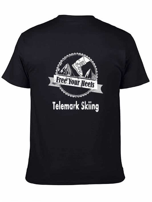 Free Your Heels Telemark Skiing Black T-Shirt