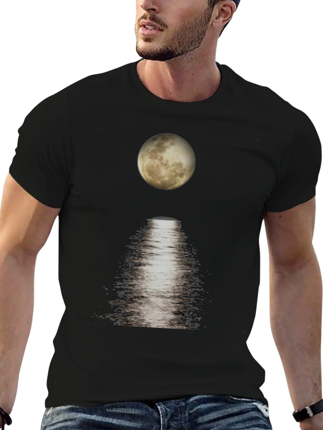 Moonlit Reflections Black T-Shirt