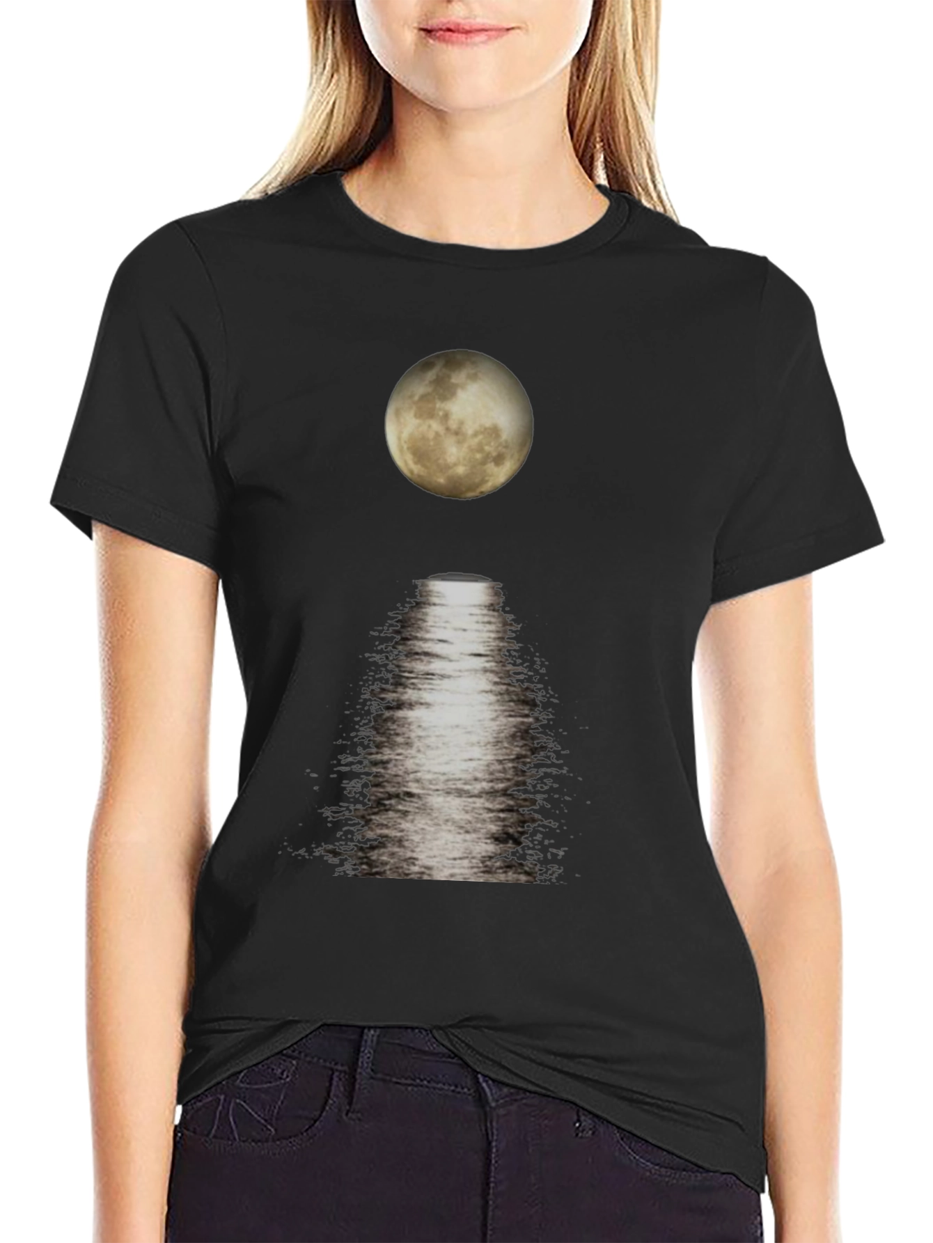 Moonlit Reflections Black T-Shirt