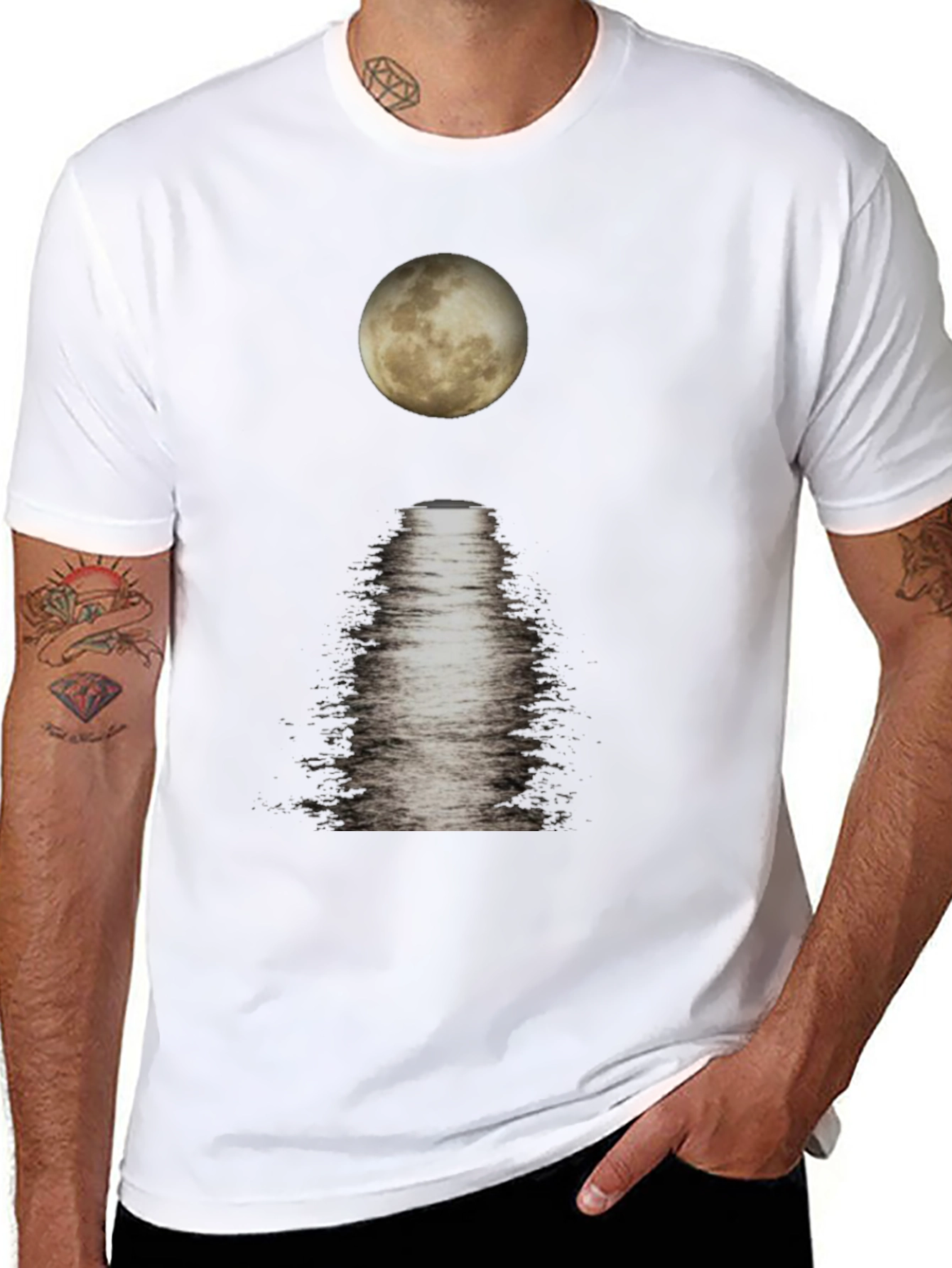 Moonlit Reflections Black T-Shirt