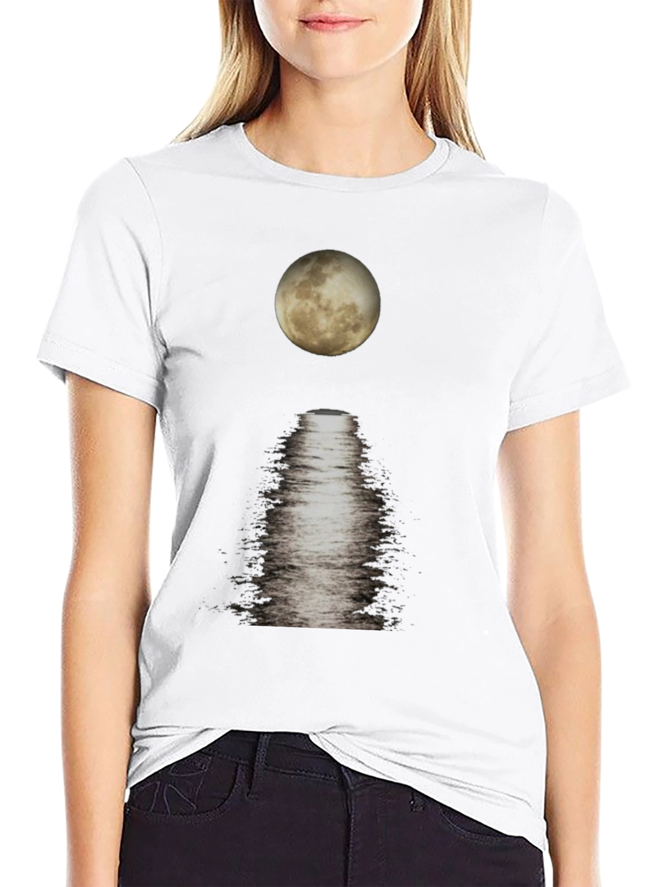 Moonlit Reflections Black T-Shirt