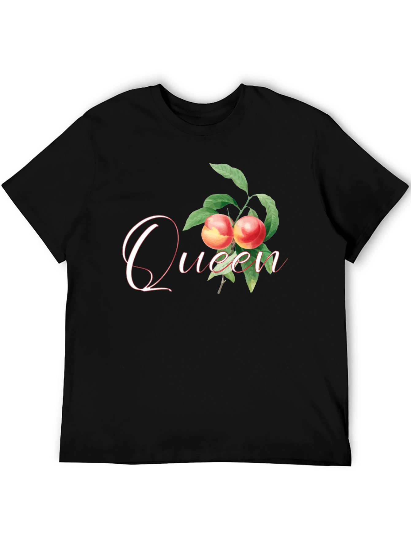 Queen Peach Graphic Tee - Trendy Fruit Design
