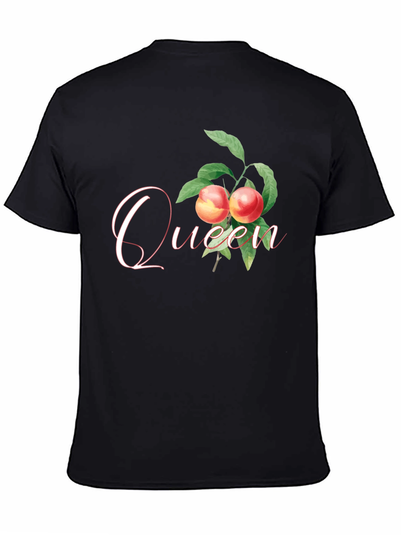 Queen Peach Graphic Tee - Trendy Fruit Design