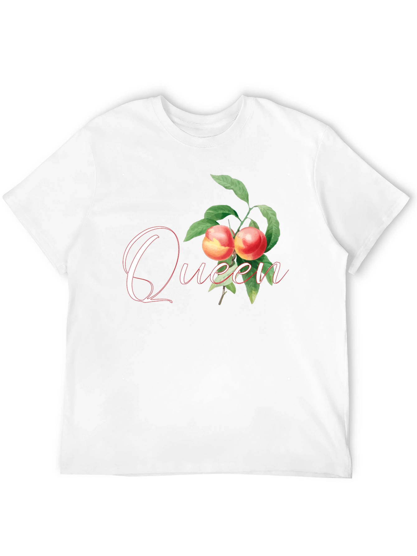 Queen Peach Graphic Tee - Trendy Fruit Design