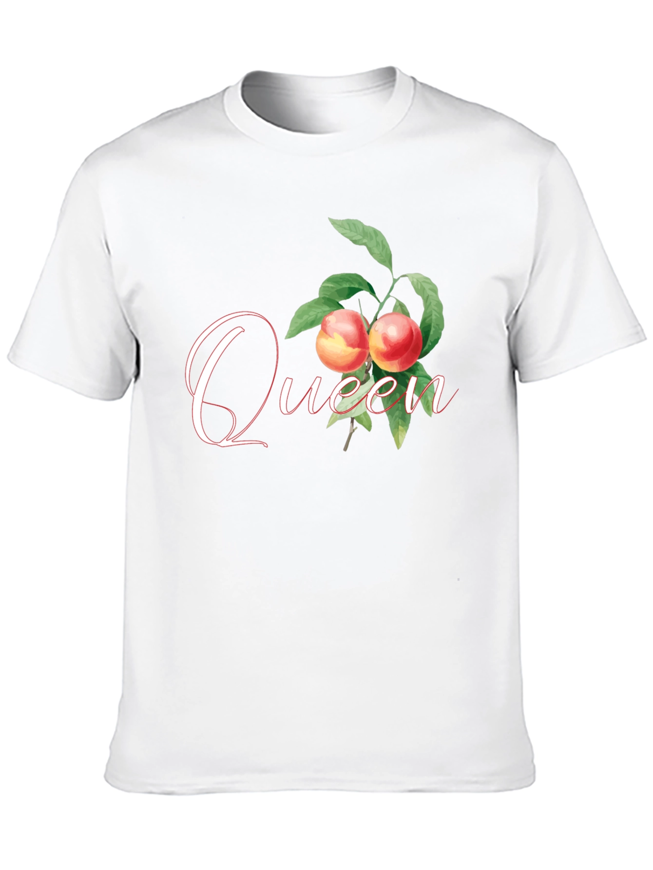 Queen Peach Graphic Tee - Trendy Fruit Design