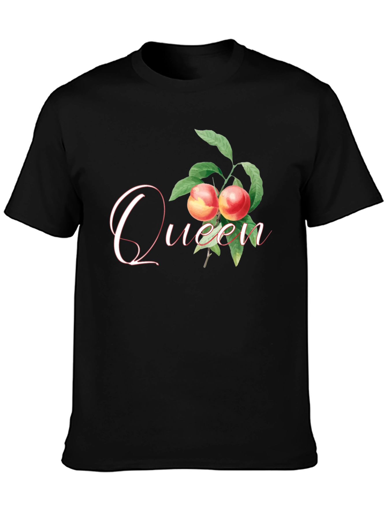 Queen Peach Graphic Tee - Trendy Fruit Design