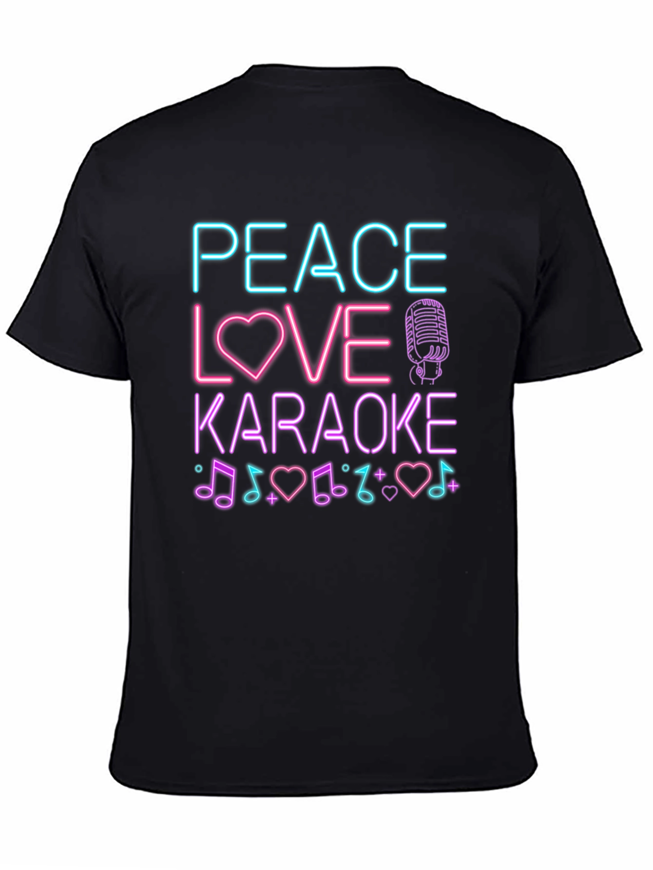 Peace Love Karaoke T-Shirt - Neon Design