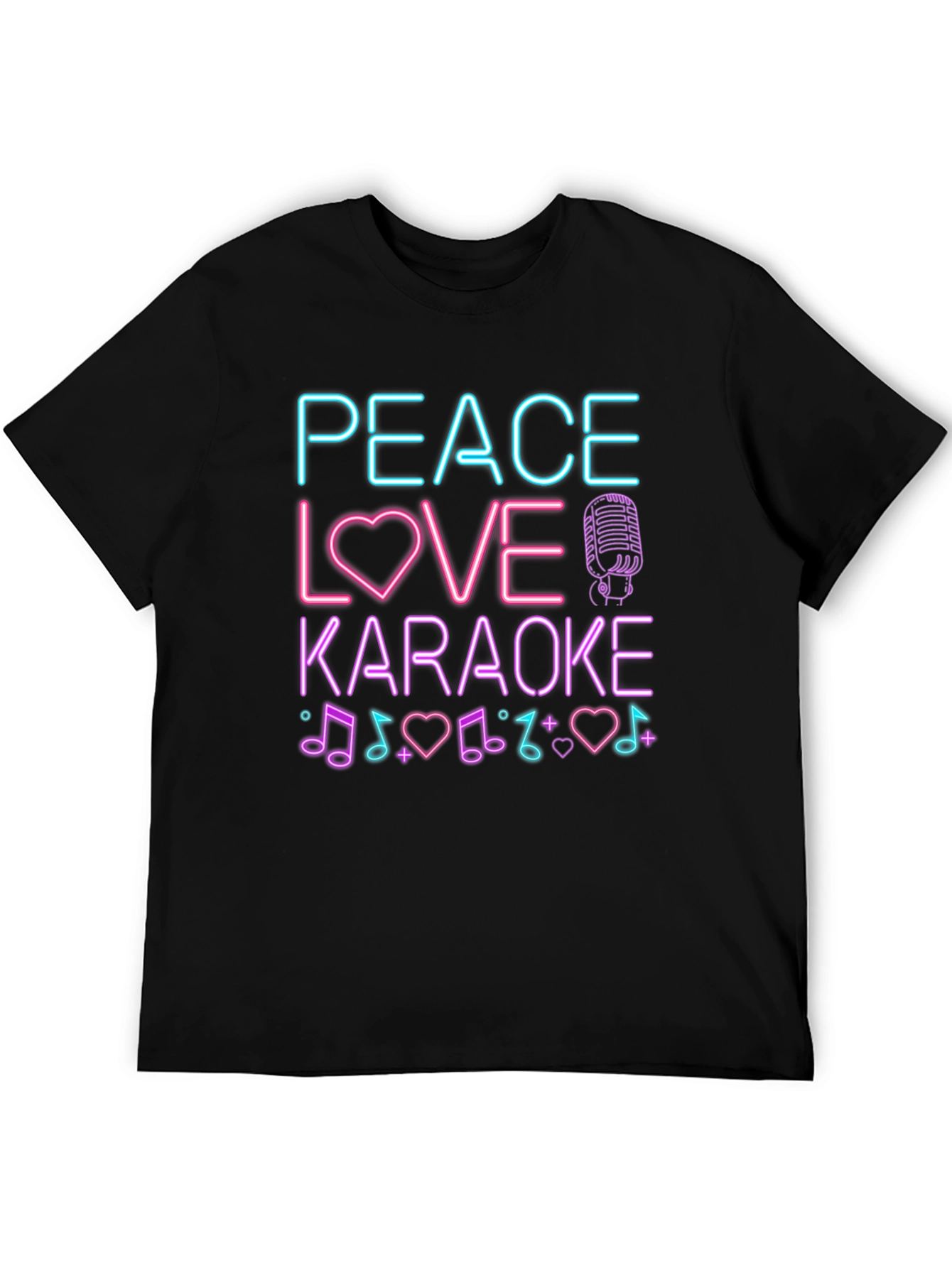 Peace Love Karaoke T-Shirt - Neon Design