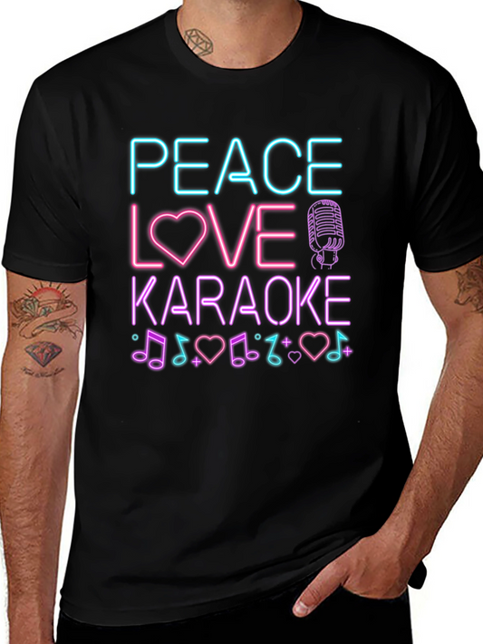 Peace Love Karaoke T-Shirt - Neon Design
