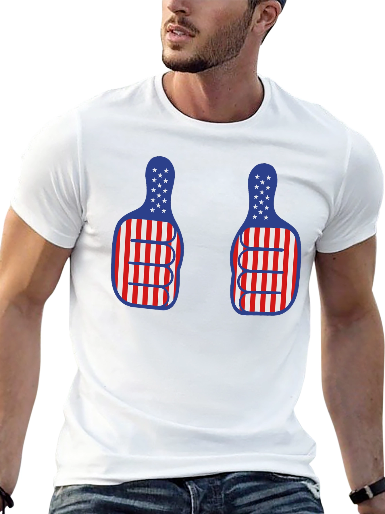 American Flag Thumbs Up Graphic T-Shirt