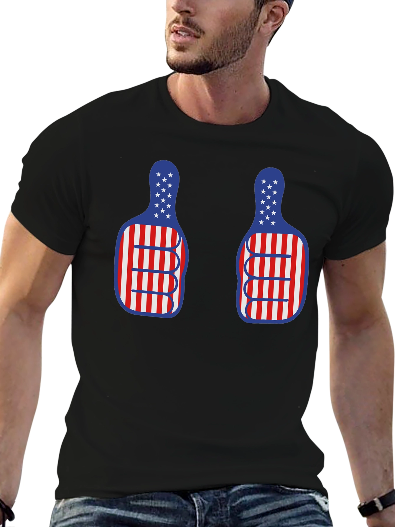 American Flag Thumbs Up Graphic T-Shirt