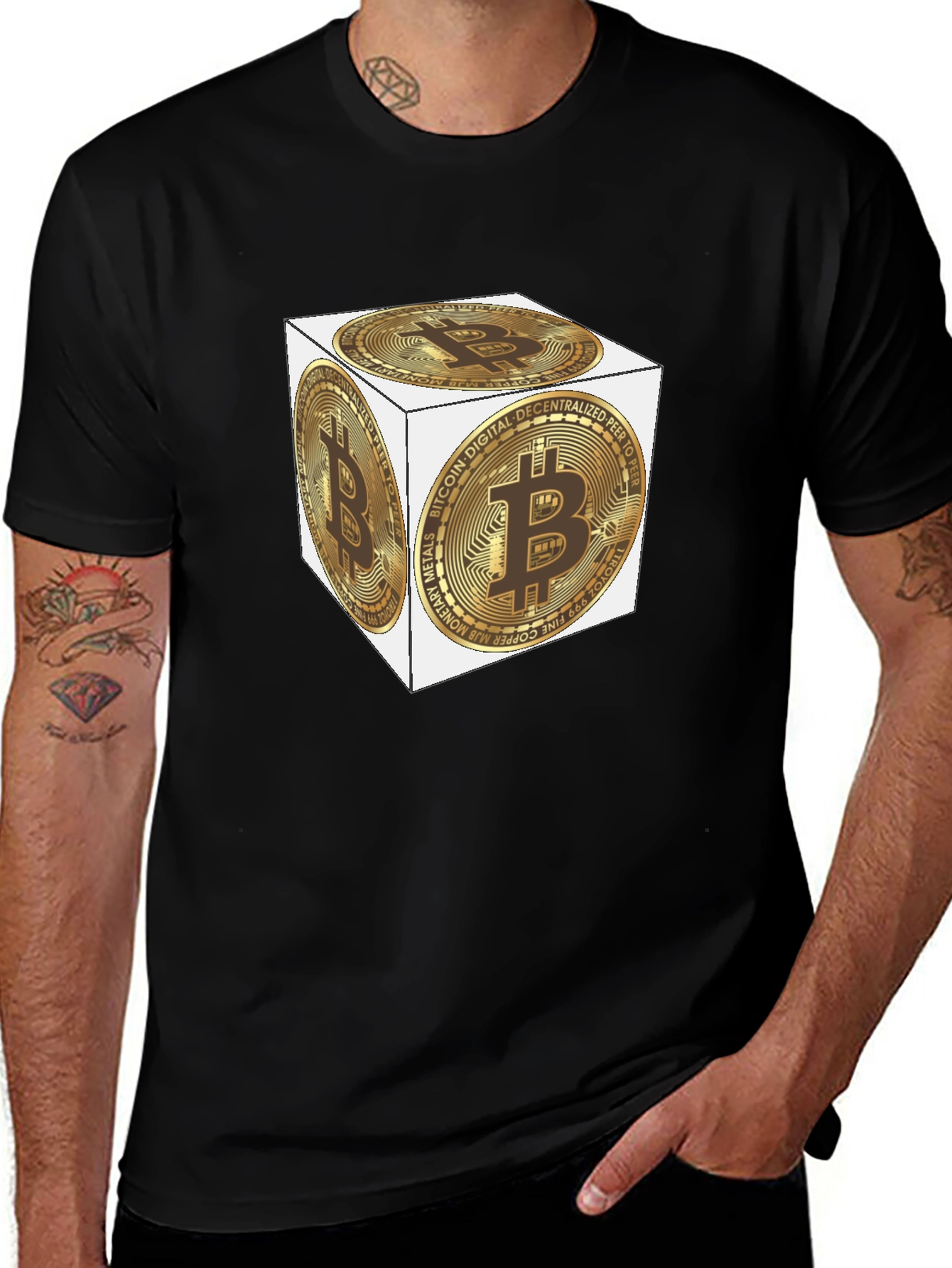 Bitcoin Cube Black T-Shirt - Crypto Tee