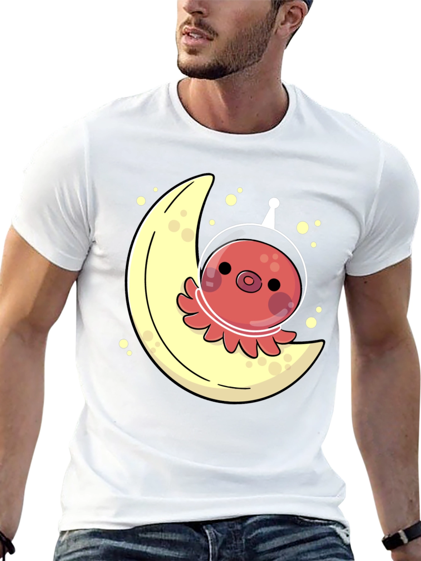 Space Octopus Moon Graphic Tee - Unique & Fun!