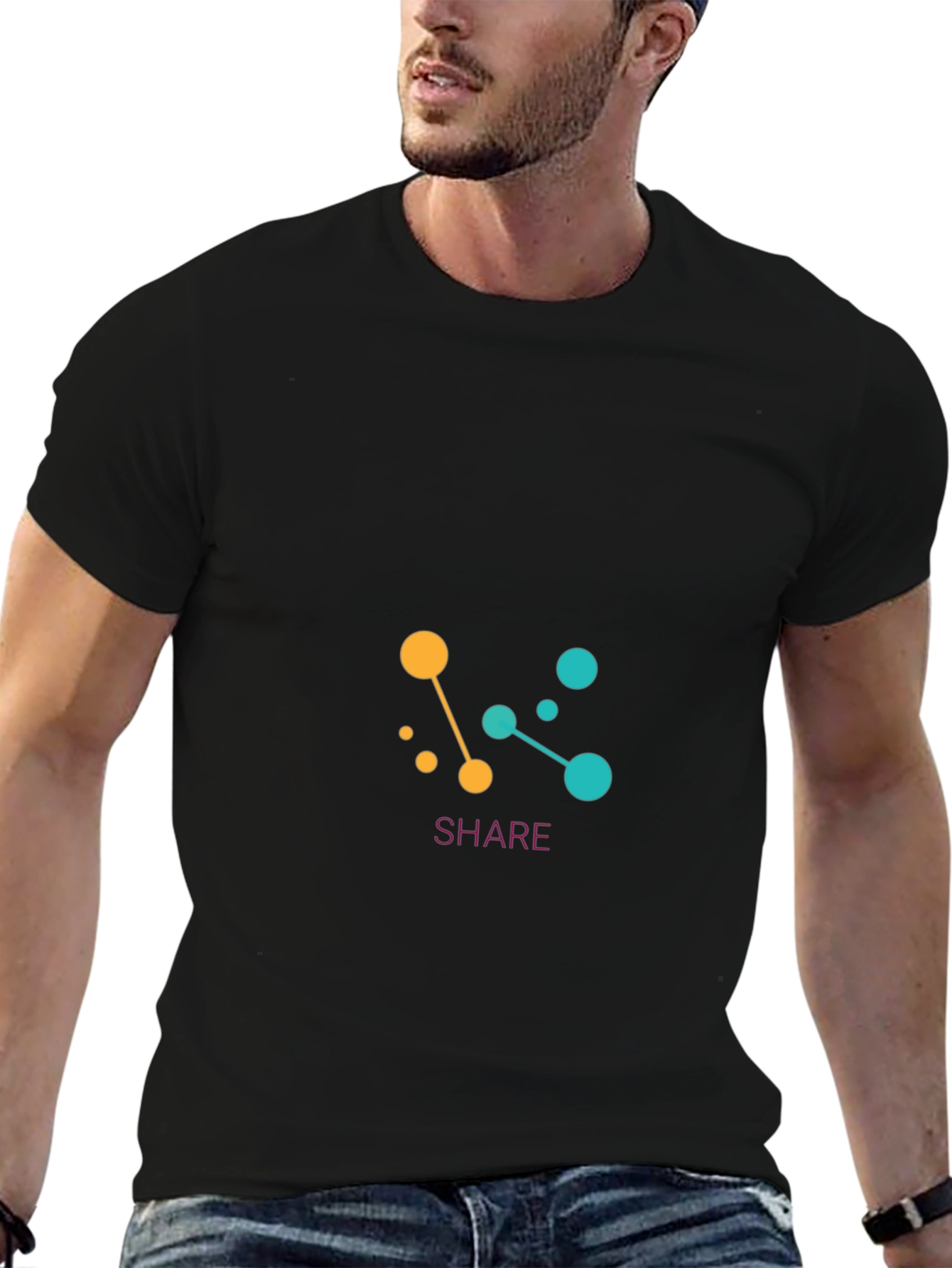 Stylish Share Graphic Black T-Shirt