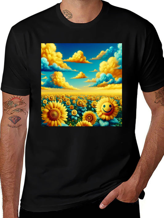 Sunflower Field Graphic Tee - Black