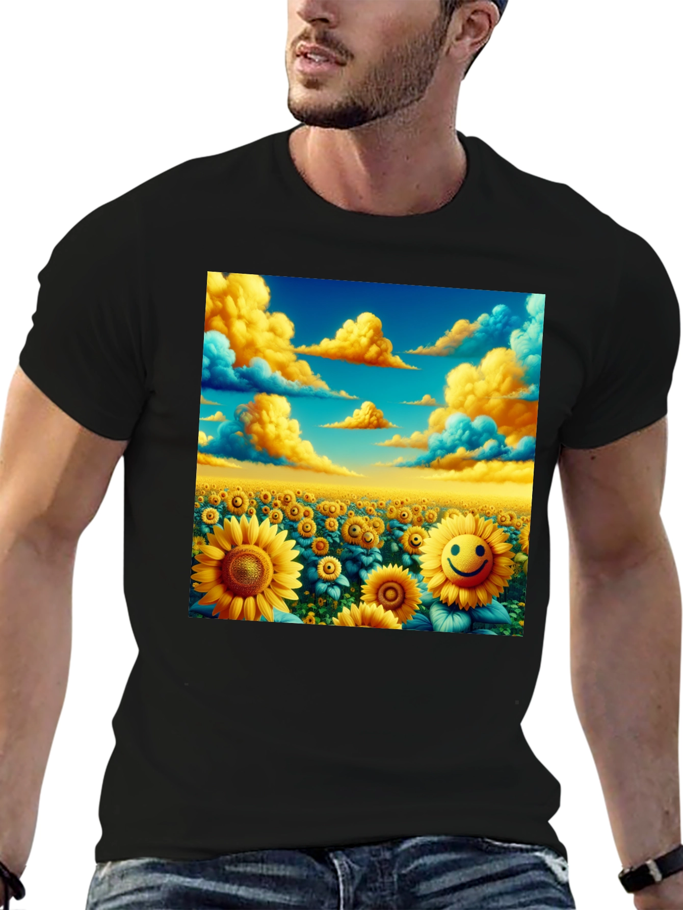 Sunflower Field Graphic Tee - Black