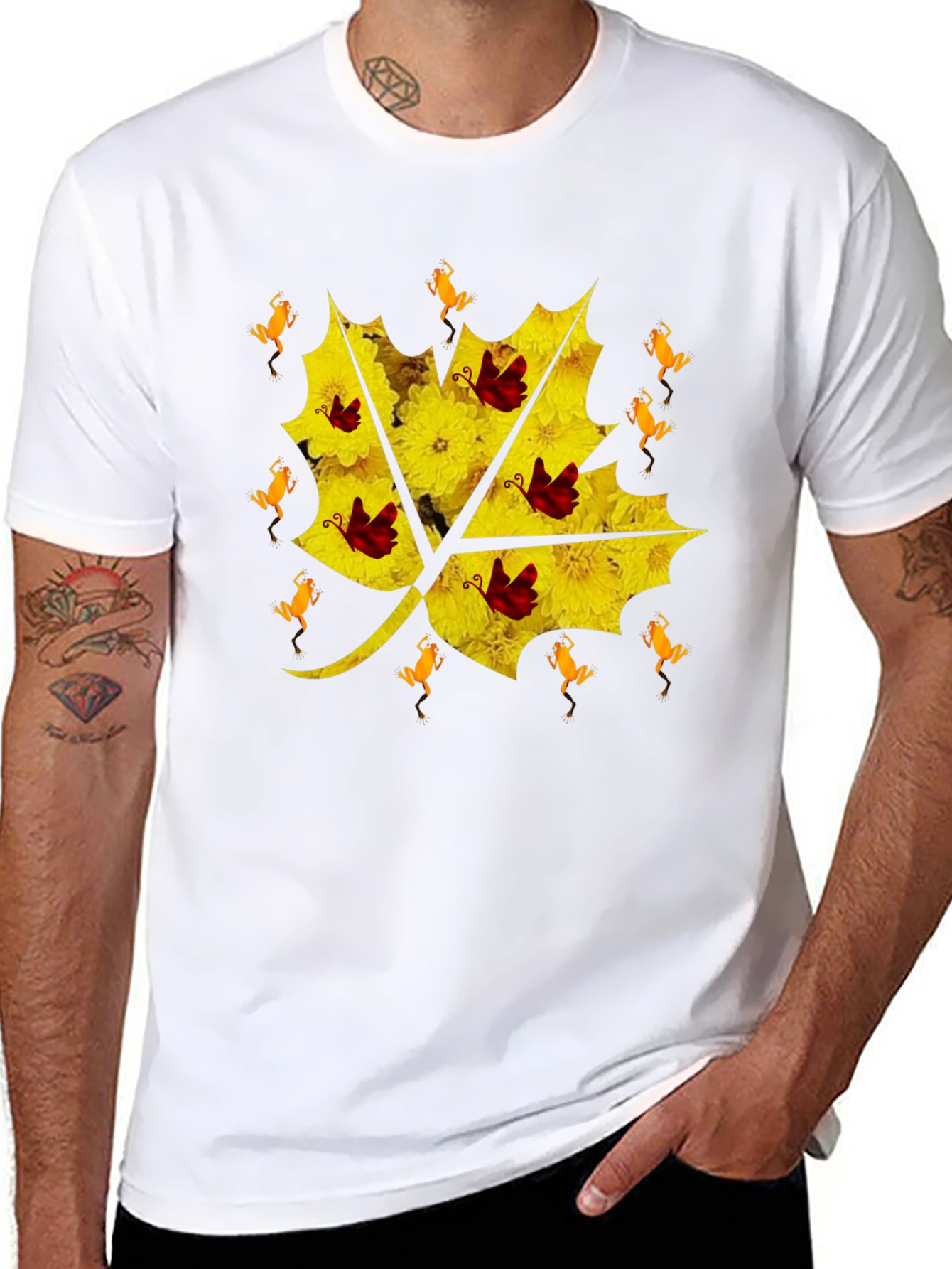 Floral Leaf T-Shirt - Unique Graphic Tee