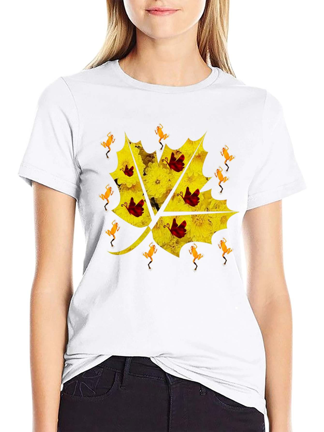 Floral Leaf T-Shirt - Unique Graphic Tee