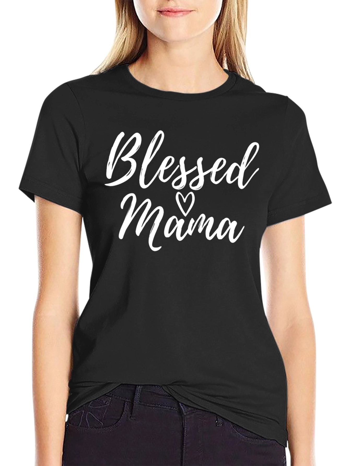 Blessed Mama Heart Graphic T-Shirt - Soft Cotton Tee