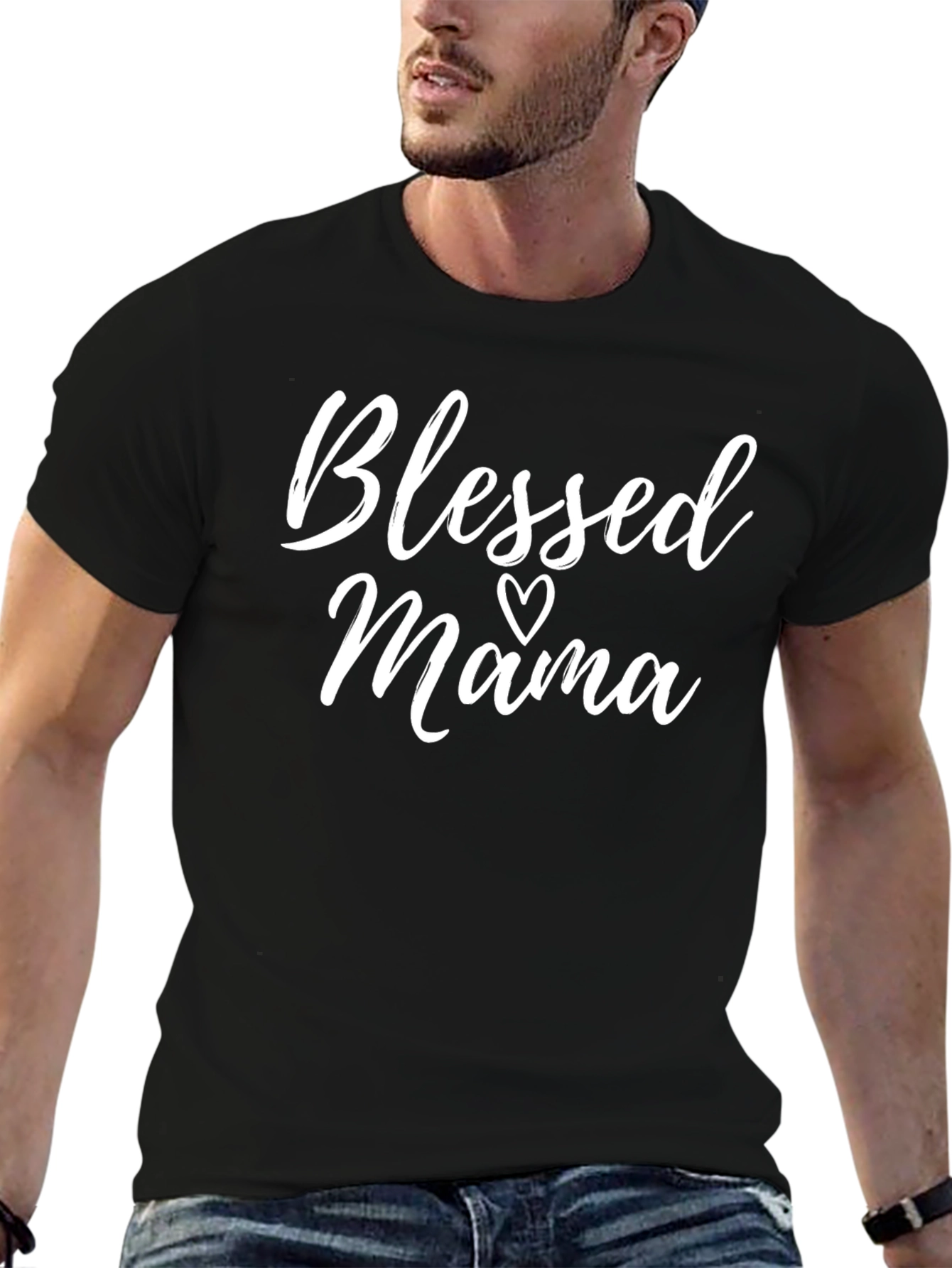 Blessed Mama Heart Graphic T-Shirt - Soft Cotton Tee