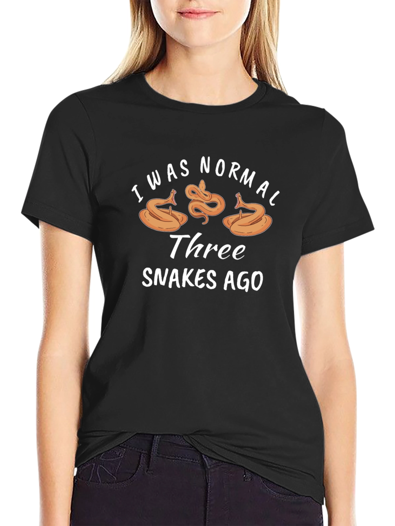 I Was Normal Three Snakes Ago Black T-Shirt