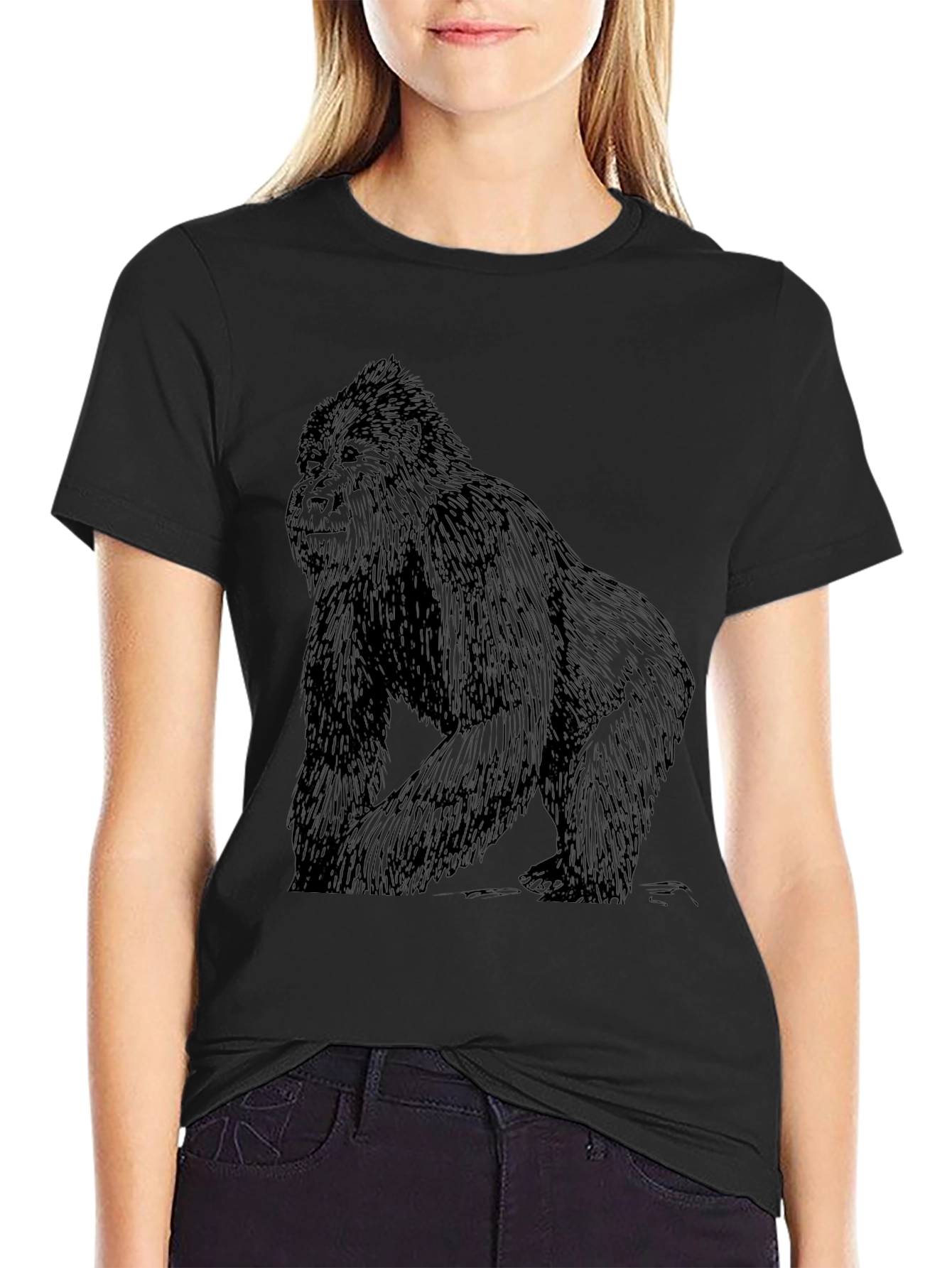 Gorilla Graphic Black T-Shirt - Animal Tee