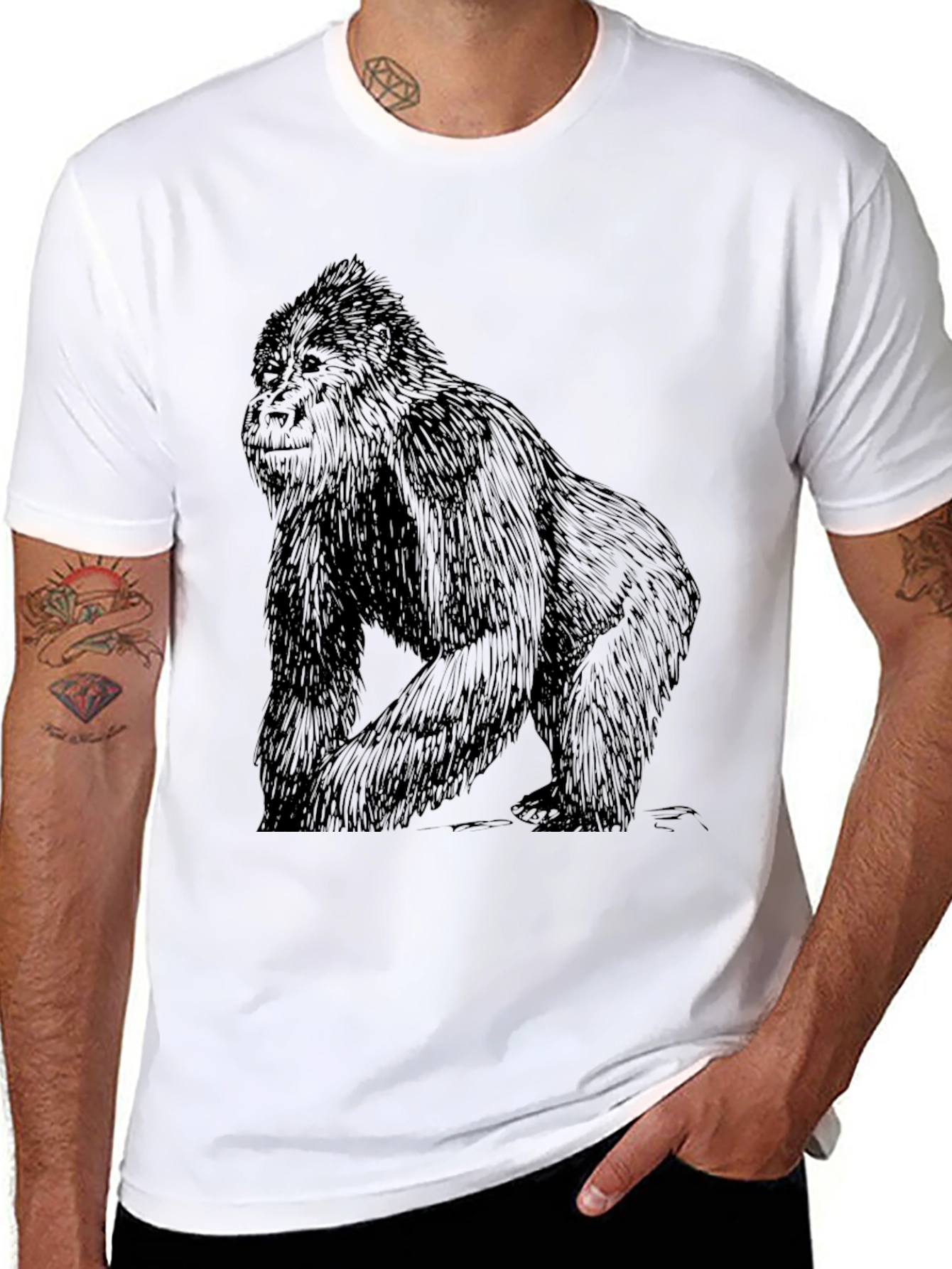 Gorilla Graphic Black T-Shirt - Animal Tee