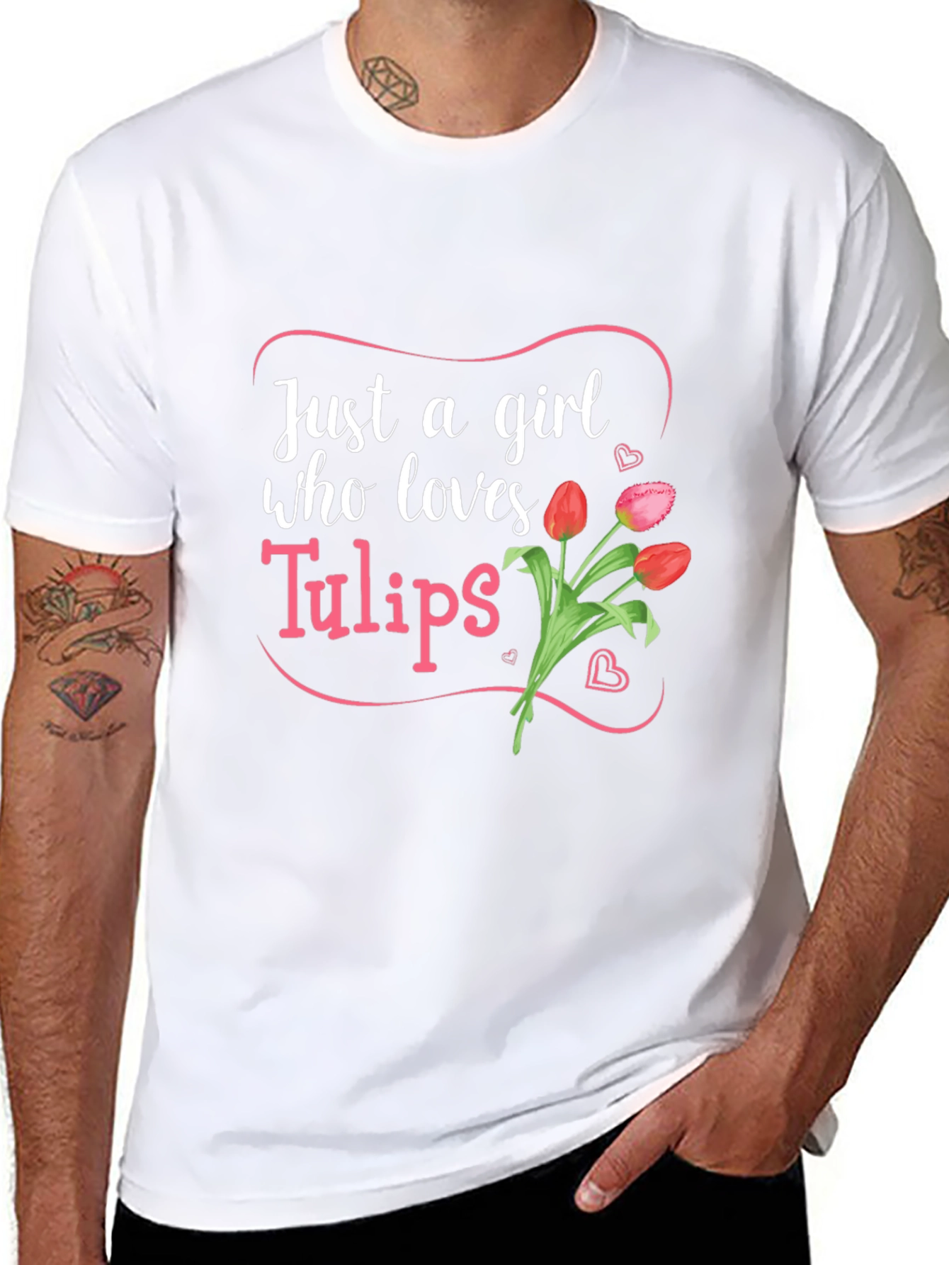 Just a Girl Who Loves Tulips Black T-Shirt