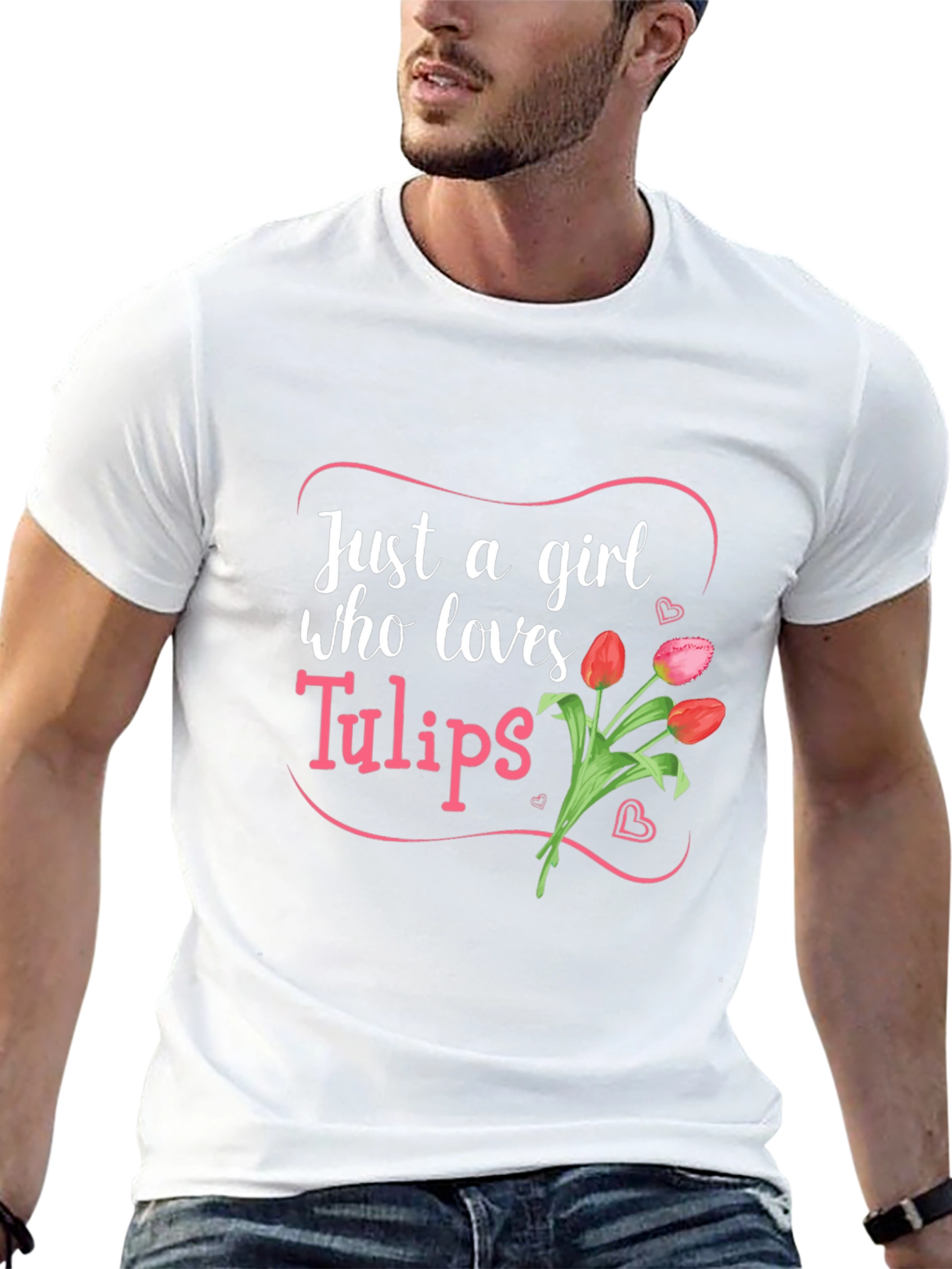 Just a Girl Who Loves Tulips Black T-Shirt