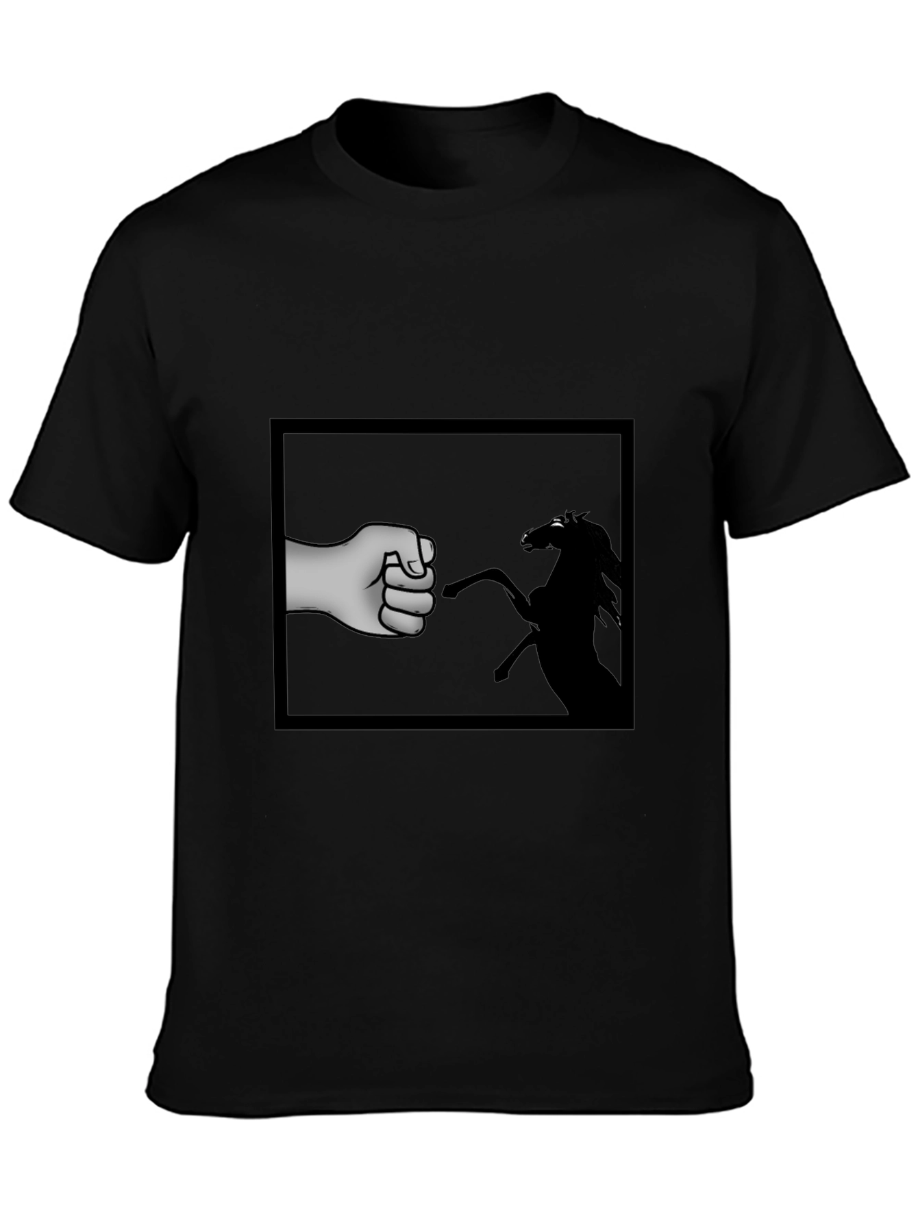 Fist Bump Horse Graphic T-Shirt - Black
