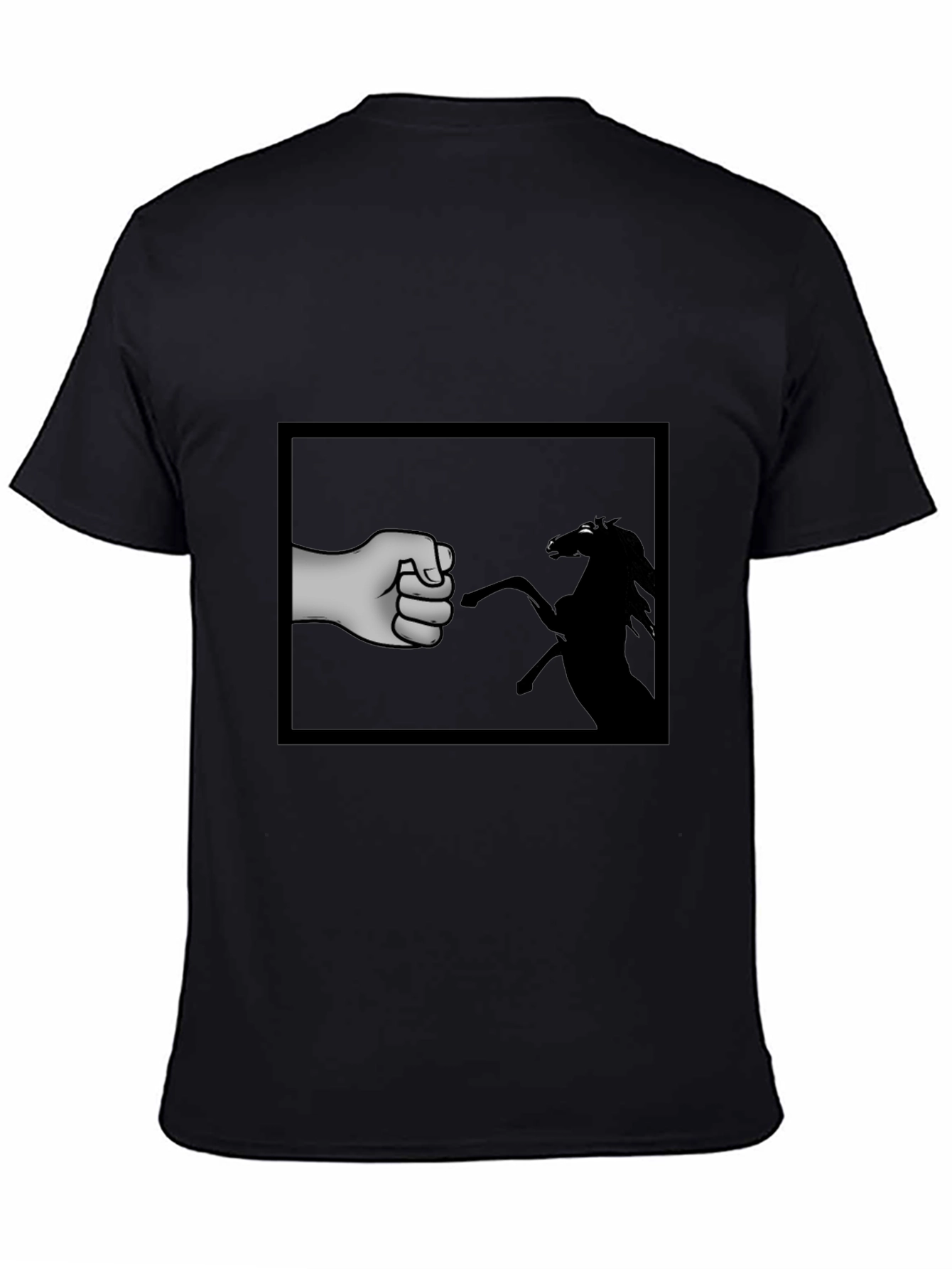 Fist Bump Horse Graphic T-Shirt - Black