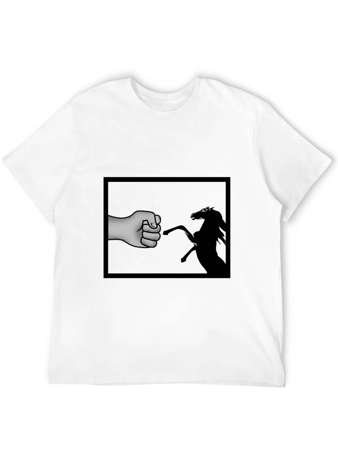 Fist Bump Horse Graphic T-Shirt - Black