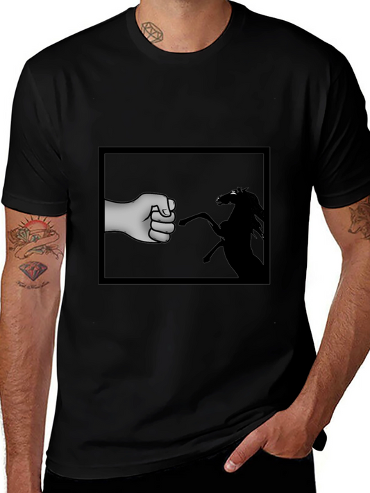 Fist Bump Horse Graphic T-Shirt - Black