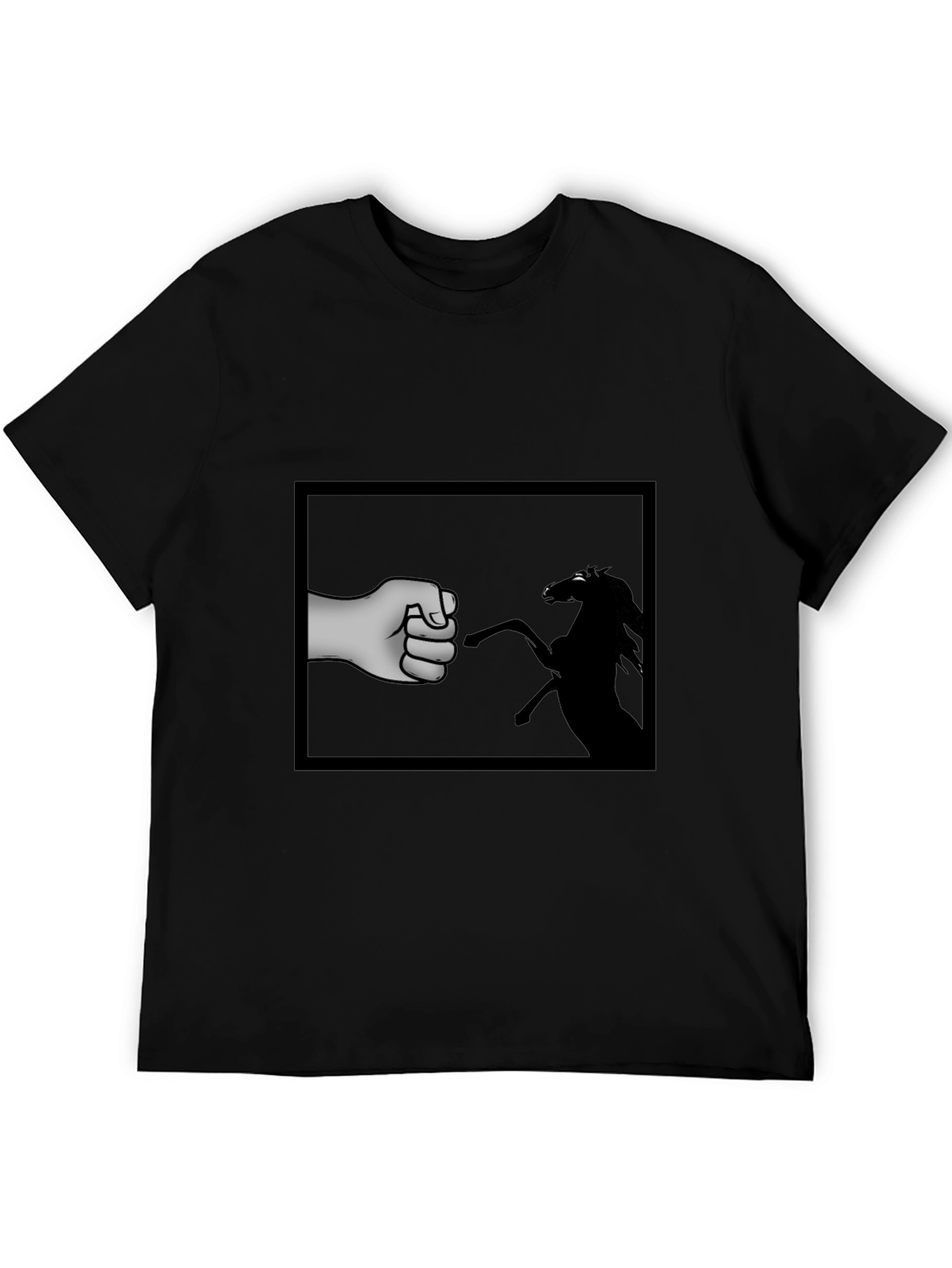 Fist Bump Horse Graphic T-Shirt - Black