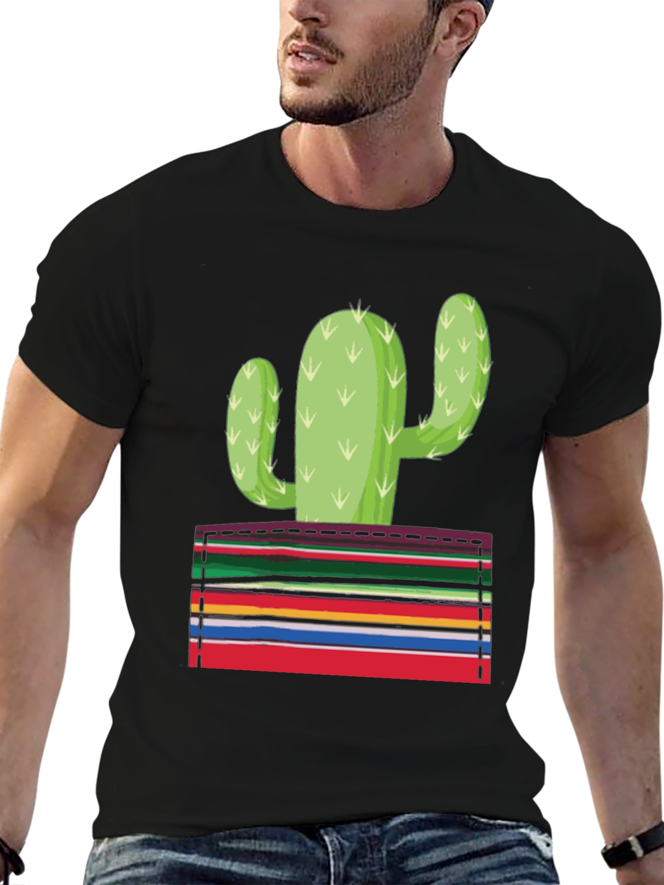 Cactus Serape Pocket Graphic T-Shirt