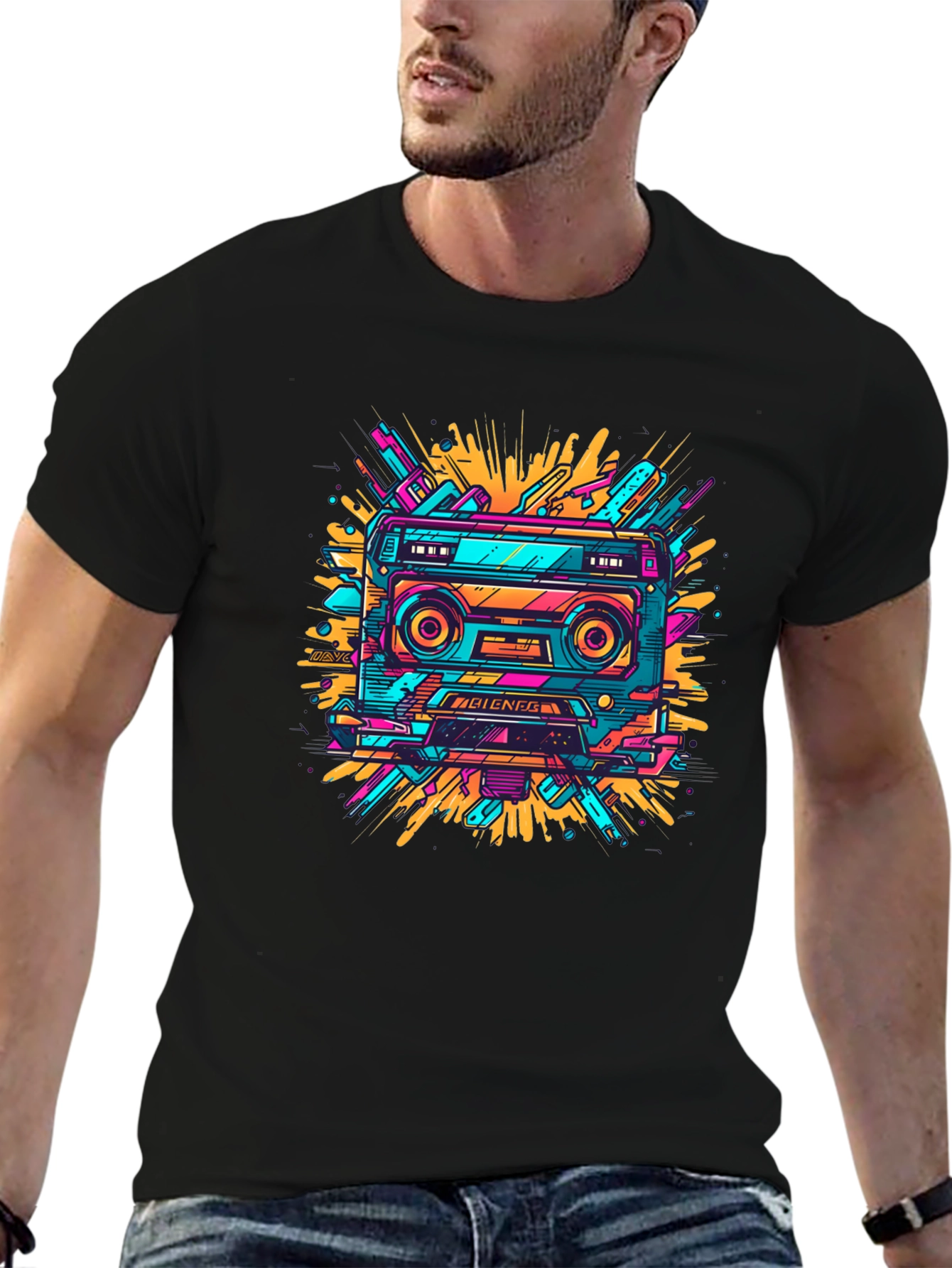 Retro Cassette Tape Graphic Tee - 80s Style Shirt