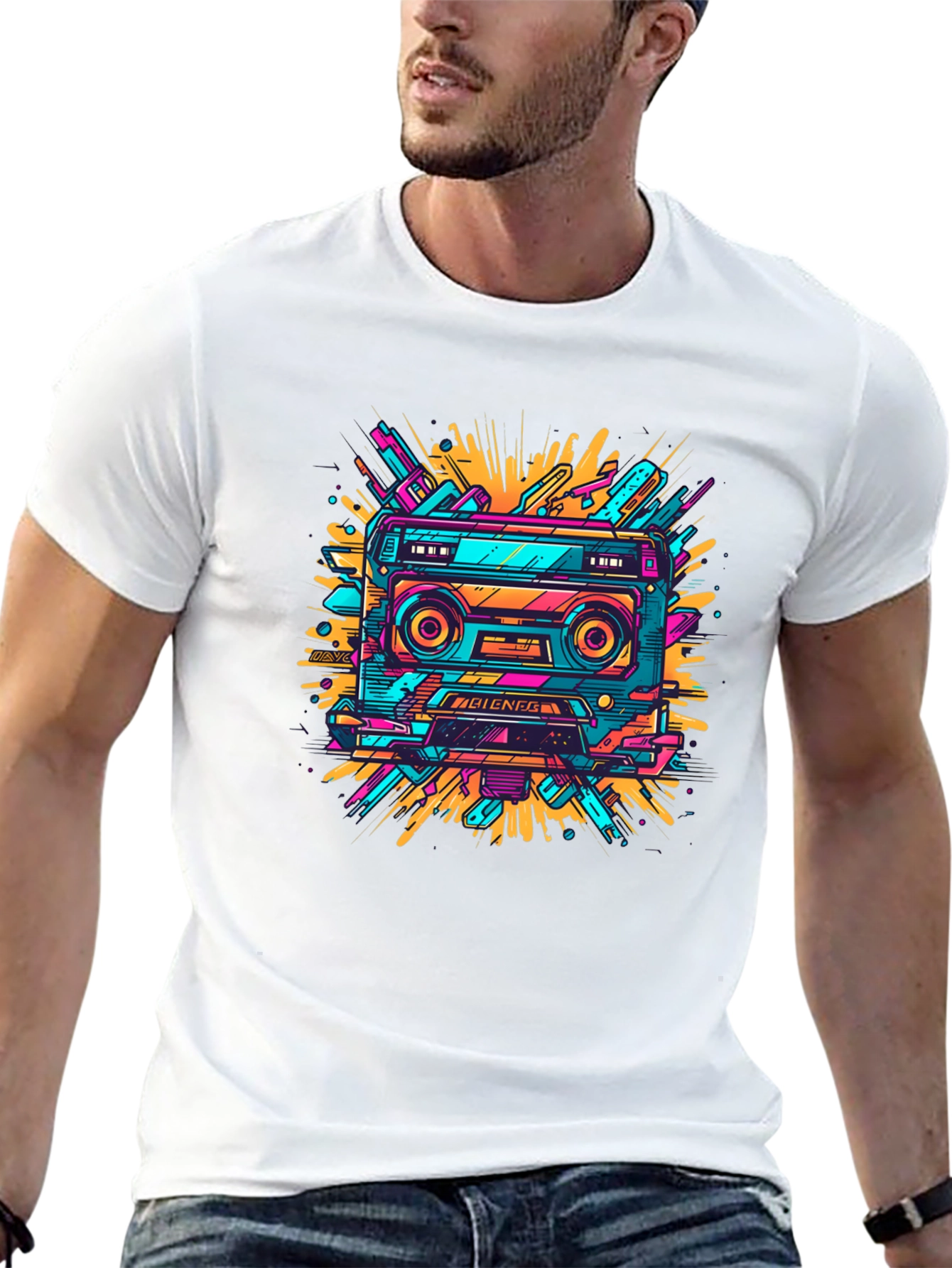 Retro Cassette Tape Graphic Tee - 80s Style Shirt