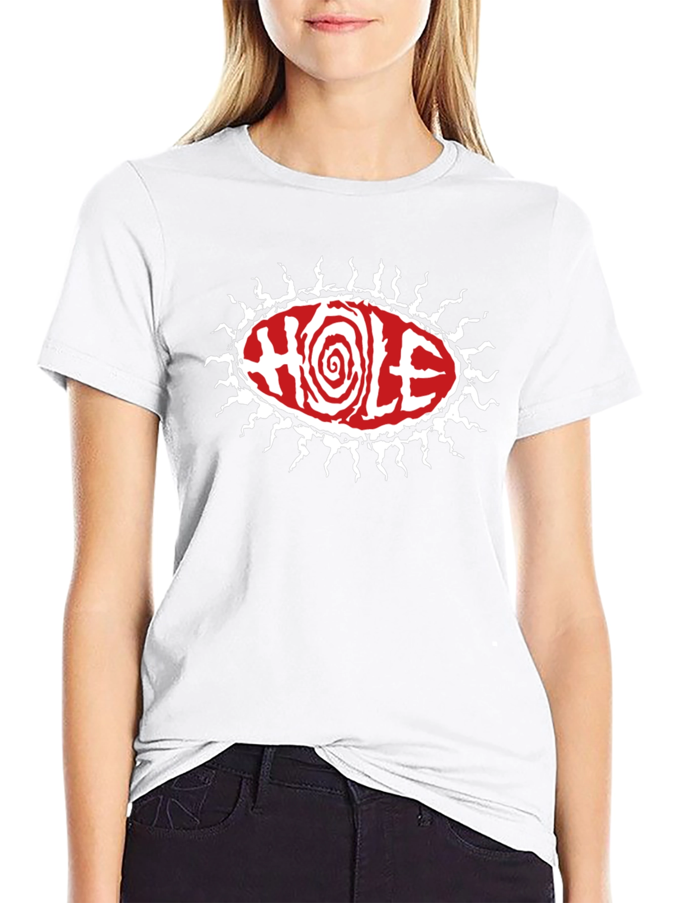 Hole Band T-Shirt - Black Graphic Tee